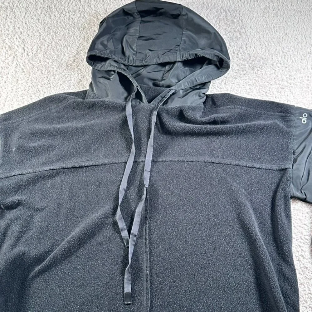 Alo Yoga Sweater Black Mixed Media Oversized Pullover Womens Medium Comfy Lounge - Picture 4 of 11